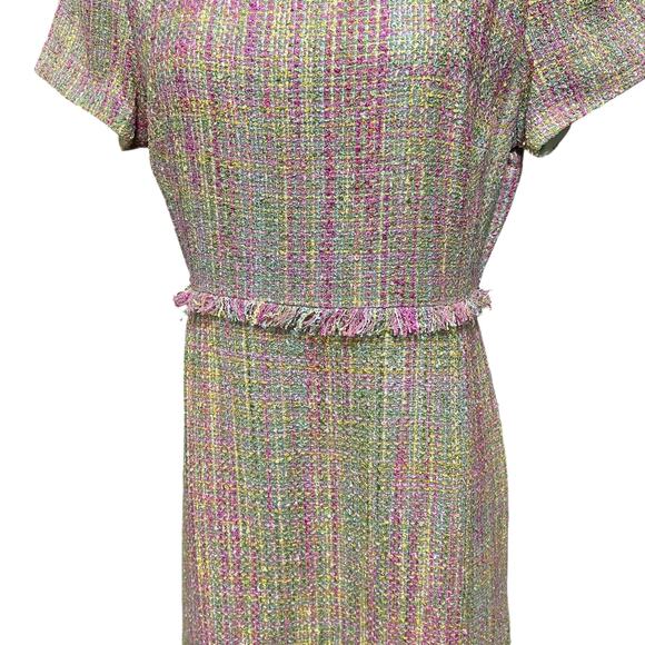 Talbots Womens Vintage Pink Preppy Tweed Silk Blend Shift Office Dress Sz 8P - Picture 2 of 12